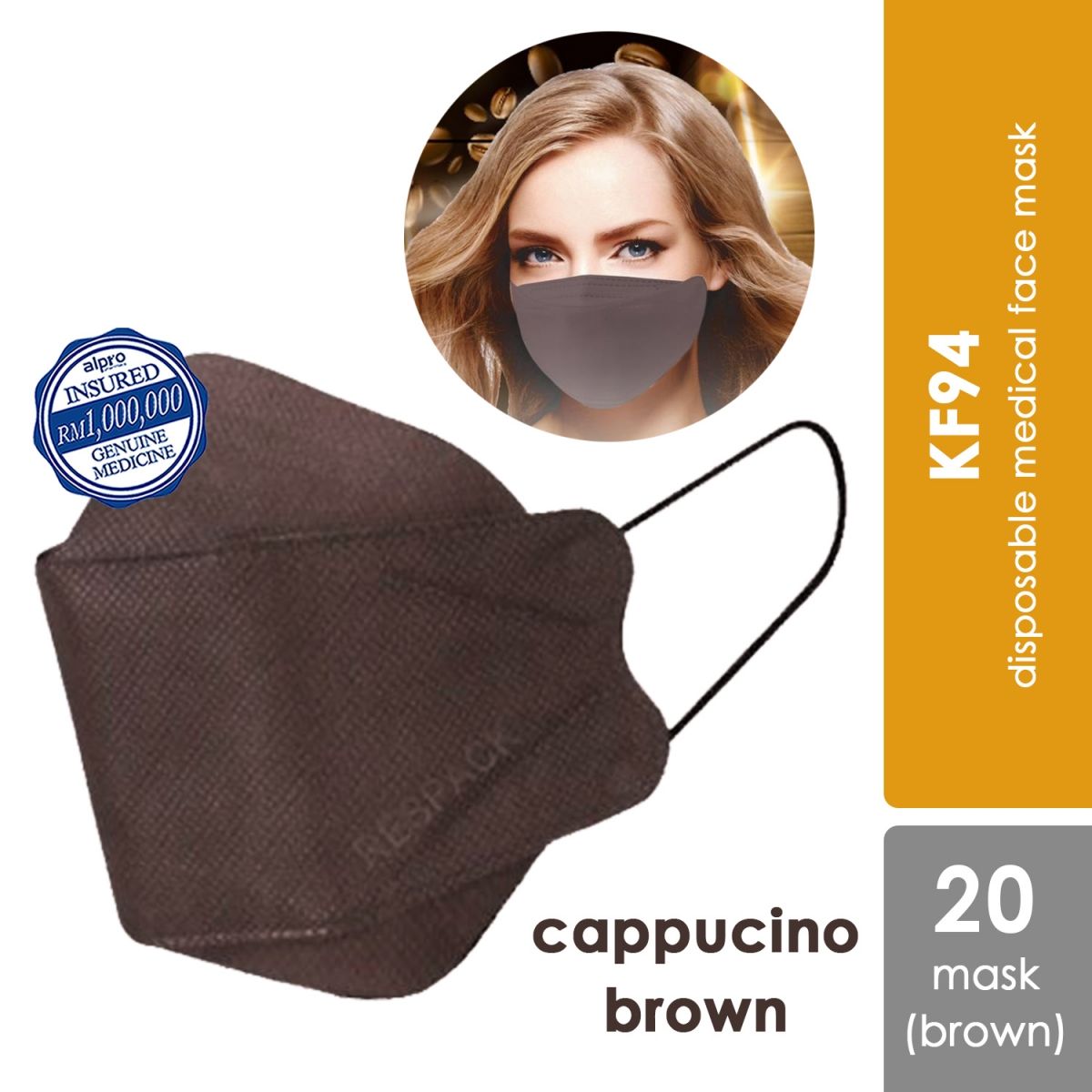 # Respack KF94 Disposable Medical Face Mask 本地Pharmacy药妆店出售的Respack KF94防护性能有保障，整体较厚但佩戴起来不会不舒服～配色共有4款可选，白色、黑色最经典，想要口罩低调又不失特色的话推荐入手卡布奇诺棕或牛仔蓝配色。>>> 【点击查看Lazada链接】