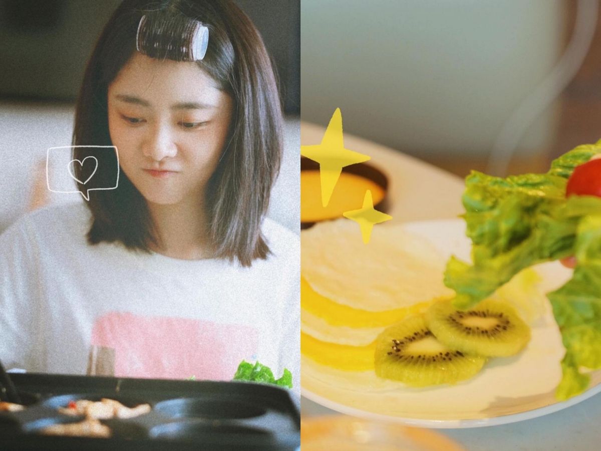 # 谭松韵瘦身秘诀 4：多吃蔬菜水果和好蛋白质、巧妙替换掉精致淀粉 平日有下厨习惯的谭松韵偶尔会在个人微博和Instagram上分享自煮美食。其中可以留意到，松韵在主食方面少碰白米饭，主食多以粗粮为主；炒面时也会用健康低卡的荞麦面替换掉一般面条～