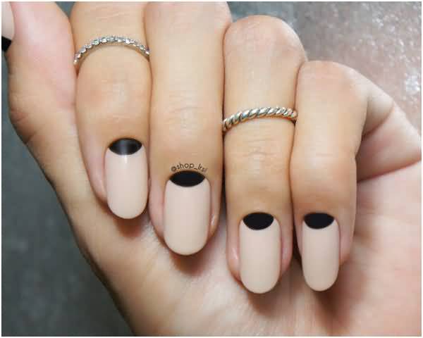 Black Half Moon Nail Art
